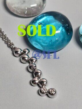 Authentic Swarovski Bubble Necklace Silver Tone Rhodium Plated Blue Clear Stones